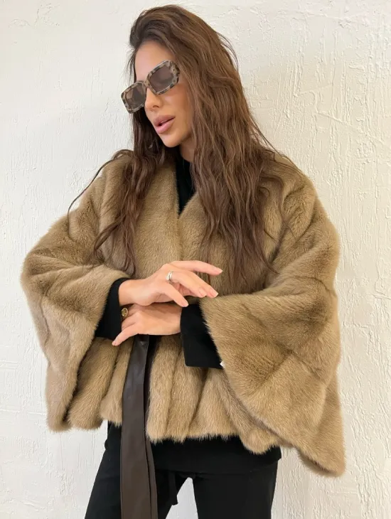 Болеро из меха норки цвет пастель