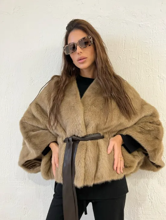 Болеро из меха норки цвет пастель