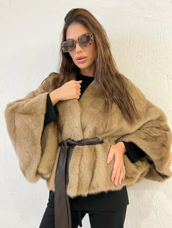 Болеро из меха норки цвет пастель