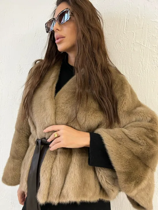 Болеро из меха норки цвет пастель