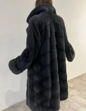 Шуба норковая с английским воротником - цвет графит