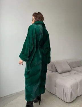 Шуба из плюшевой норки Velvet - цвет изумруд