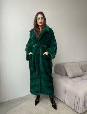 Шуба из плюшевой норки Velvet - цвет изумруд