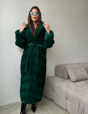 Шуба из плюшевой норки Velvet - цвет изумруд
