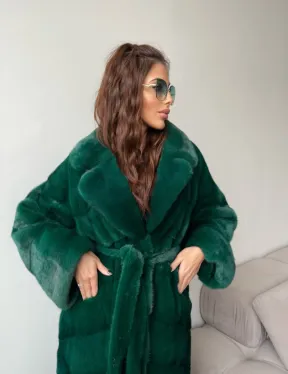 Шуба из плюшевой норки Velvet - цвет изумруд