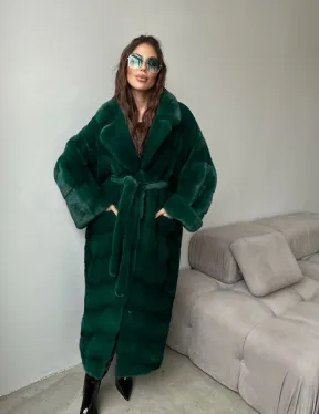 Шуба из плюшевой норки Velvet - цвет изумруд