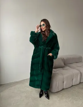 Шуба из плюшевой норки Velvet - цвет изумруд