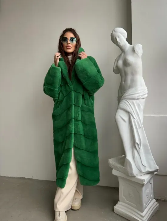 Шуба из плюшевой норки Velvet - цвет светлый изумруд