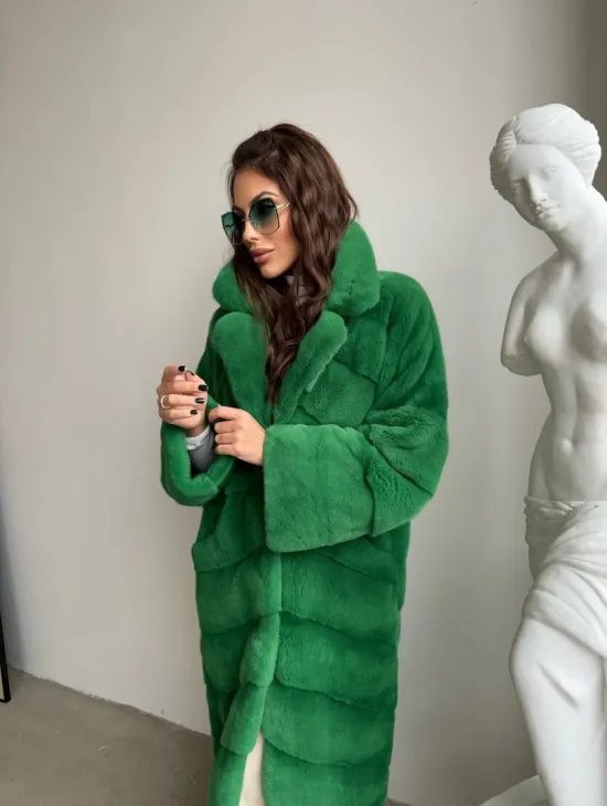 Шуба из плюшевой норки Velvet - цвет светлый изумруд