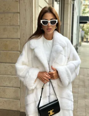 Белая шуба из мех норки NAFA