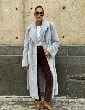 Голубая шуба из плюшевой норки “Velvet”