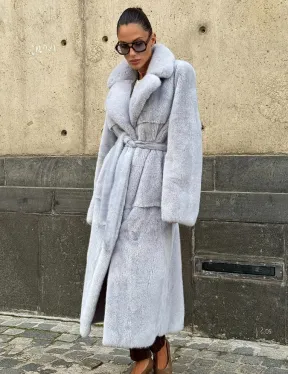 Голубая шуба из плюшевой норки “Velvet”