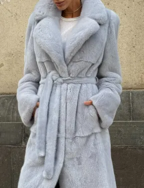 Голубая шуба из плюшевой норки “Velvet”