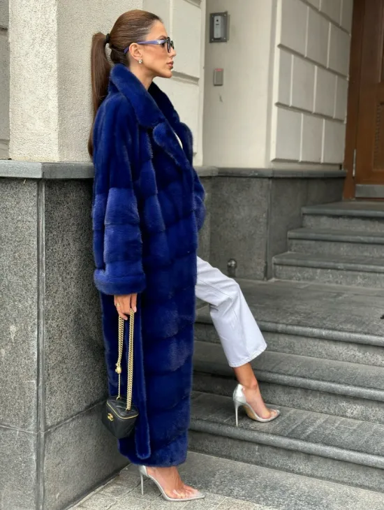 Норковая шуба - цвет электрик