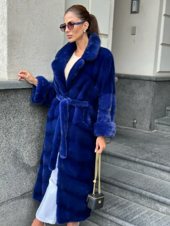 Норковая шуба - цвет электрик