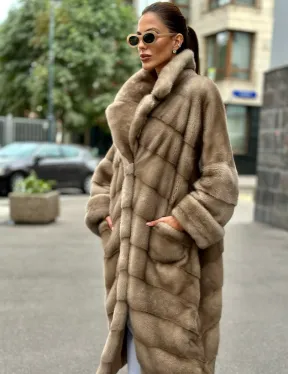 Норковая шуба в цвете пастель - аукционная норка