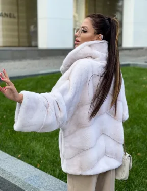 Полушубок из аукционной норки - цвет паломино