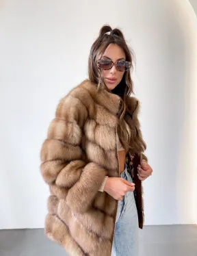 Шуба из куницы на молнии