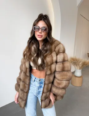Шуба из куницы на молнии