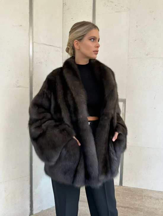 Стильный жакетик из соболя цвета dark седина 1/2