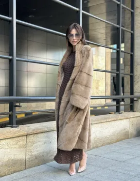 Пастель норковая шуба из аукционного меха - воротник отворот