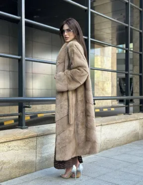 Пастель норковая шуба из аукционного меха - воротник отворот