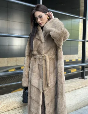 Пастель норковая шуба из аукционного меха - воротник отворот