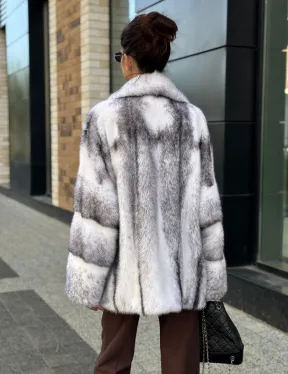 Белая норковая куртка автоледи английский воротник
