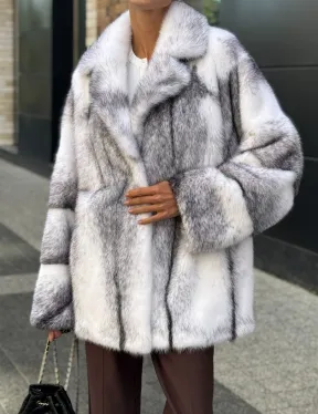 Белая норковая куртка автоледи английский воротник