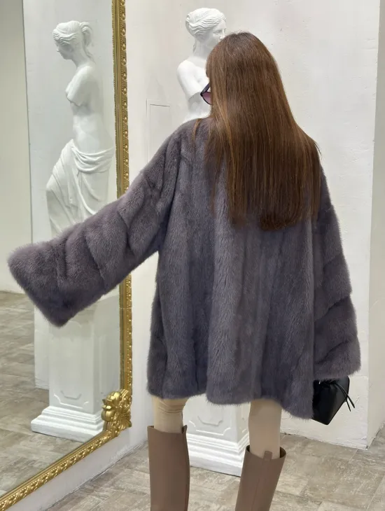 Шуба из норки стойка воротник
