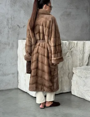 Шуба норковая английский воротник - цвет пастель