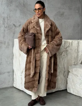 Шуба норковая английский воротник - цвет пастель