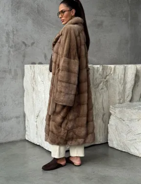 Шуба норковая английский воротник - цвет пастель