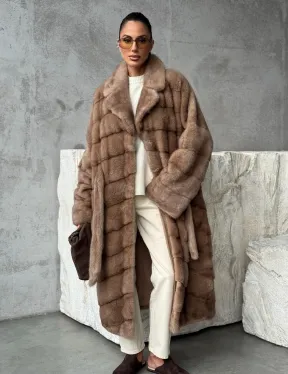 Шуба норковая английский воротник - цвет пастель