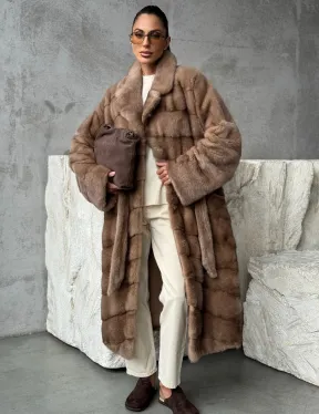 Шуба норковая английский воротник - цвет пастель