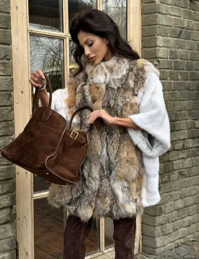 Норковая шуба летучая мышь, отделка из меха рыси