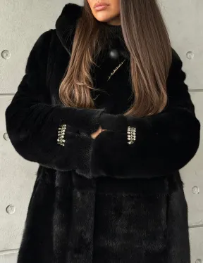 Шуба из норки Blackglama с капюшоном