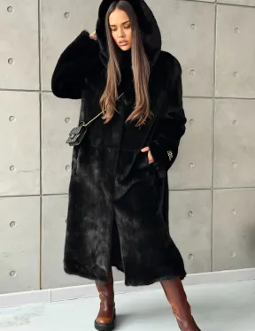 Шуба из норки Blackglama с капюшоном