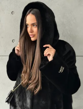 Шуба из норки Blackglama с капюшоном