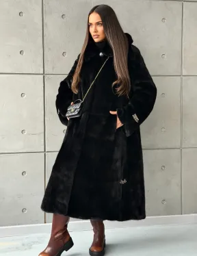 Шуба из норки Blackglama с капюшоном