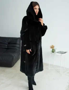 Шуба из норки Blackglama с капюшоном