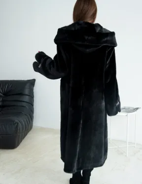Шуба из норки Blackglama с капюшоном