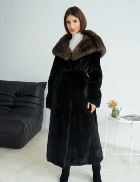 Норка BLACKGLAMA, пластины с капюшоном из меха куницы