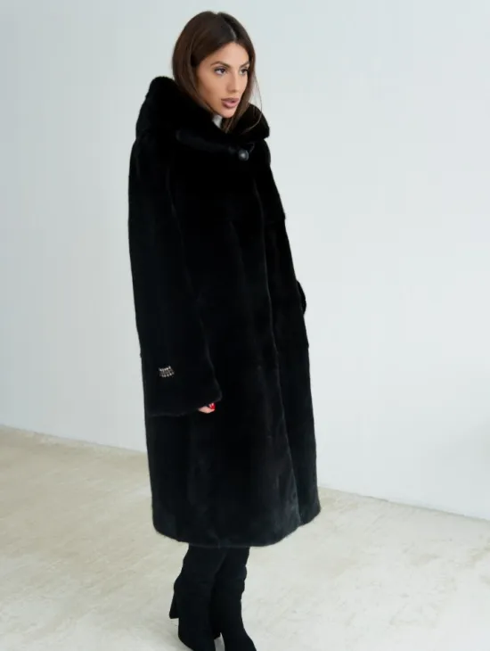 Норка BLACKGLAMA пластины с капюшоном