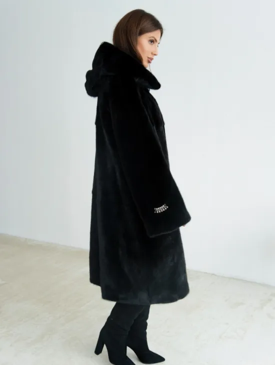 Норка BLACKGLAMA пластины с капюшоном