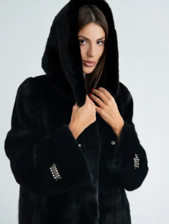 Норка BLACKGLAMA пластины с капюшоном