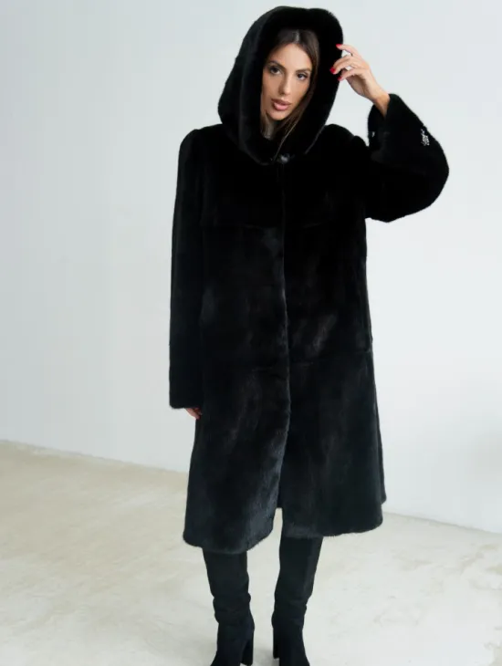 Норка BLACKGLAMA пластины с капюшоном