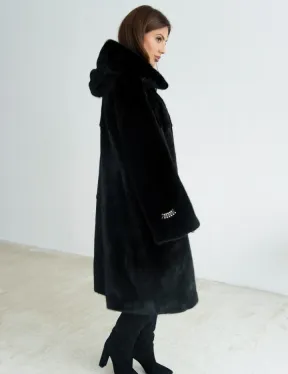 Норка BLACKGLAMA пластины с капюшоном