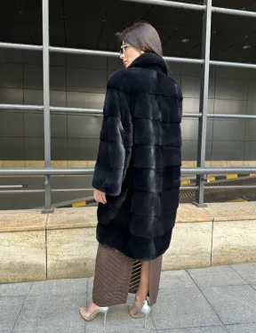 Шуба норковая английский воротник - цвет инфинити