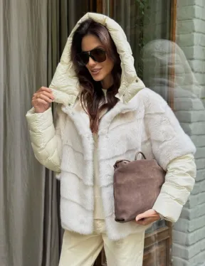 Норковый пуховик/жилет 2в1 - жемчуг